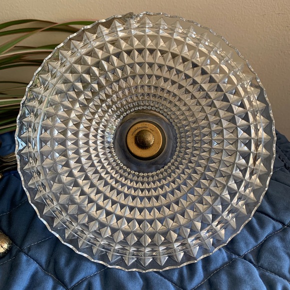 Vintage Brass/Glass Diamond Point Compote Dish - Picture 10 of 10